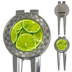 Lime Slices Close Up, Fresh, Fruit, Green Lemon 3-in-1 Golf Divots