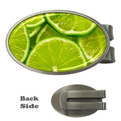 Lime Slices Close Up, Fresh, Fruit, Green Lemon Money Clips (oval) 