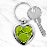 Lime Slices Close Up, Fresh, Fruit, Green Lemon Key Chain (Heart) Front