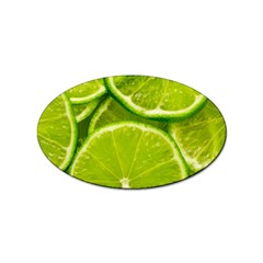 Lime Slices Close Up, Fresh, Fruit, Green Lemon Sticker (oval) by kyorashop23