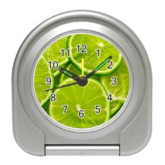 Lime Slices Close Up, Fresh, Fruit, Green Lemon Travel Alarm Clock