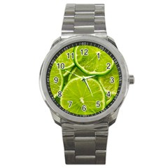 Lime Slices Close Up, Fresh, Fruit, Green Lemon Sport Metal Watch by kyorashop23