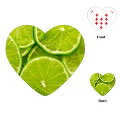 Lime Slices Close Up, Fresh, Fruit, Green Lemon Playing Cards Single Design (heart)