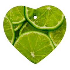 Lime Slices Close Up, Fresh, Fruit, Green Lemon Heart Ornament (two Sides)