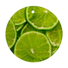 Lime Slices Close Up, Fresh, Fruit, Green Lemon Round Ornament (two Sides)