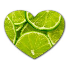 Lime Slices Close Up, Fresh, Fruit, Green Lemon Heart Mousepad