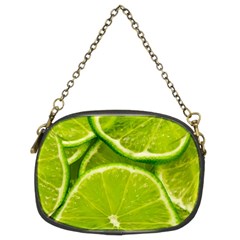 Lime Slices Close Up, Fresh, Fruit, Green Lemon Chain Purse (two Sides)