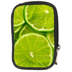 Lime Slices Close Up, Fresh, Fruit, Green Lemon Compact Camera Leather Case by kyorashop23