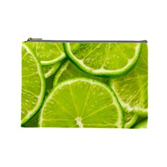 Lime Slices Close Up, Fresh, Fruit, Green Lemon Cosmetic Bag (large)