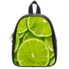 Lime Slices Close Up, Fresh, Fruit, Green Lemon School Bag (small) by kyorashop23