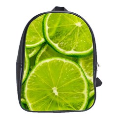 Lime Slices Close Up, Fresh, Fruit, Green Lemon School Bag (large)