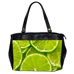 Lime Slices Close Up, Fresh, Fruit, Green Lemon Oversize Office Handbag (2 Sides) by kyorashop23