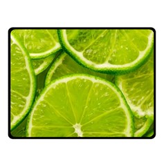 Lime Slices Close Up, Fresh, Fruit, Green Lemon Fleece Blanket (small) by kyorashop23