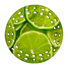 Lime Slices Close Up, Fresh, Fruit, Green Lemon Ornament (round Filigree)