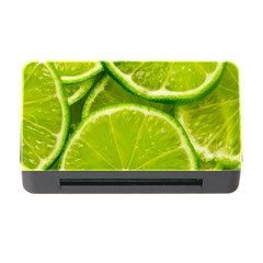 Lime Slices Close Up, Fresh, Fruit, Green Lemon Memory Card Reader With Cf by kyorashop23