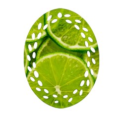 Lime Slices Close Up, Fresh, Fruit, Green Lemon Ornament (oval Filigree)