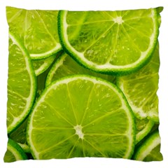 Lime Slices Close Up, Fresh, Fruit, Green Lemon Large Cushion Case (one Side) by kyorashop23