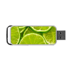 Lime Slices Close Up, Fresh, Fruit, Green Lemon Portable Usb Flash (one Side)