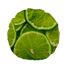 Lime Slices Close Up, Fresh, Fruit, Green Lemon Standard 15  Premium Round Cushions