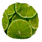 Lime Slices Close Up, Fresh, Fruit, Green Lemon Large 18  Premium Round Cushions Front