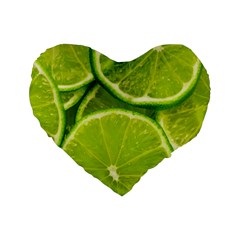 Lime Slices Close Up, Fresh, Fruit, Green Lemon Standard 16  Premium Heart Shape Cushions by kyorashop23