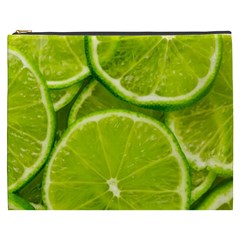 Lime Slices Close Up, Fresh, Fruit, Green Lemon Cosmetic Bag (xxxl)