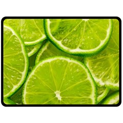 Lime Slices Close Up, Fresh, Fruit, Green Lemon Two Sides Fleece Blanket (large)