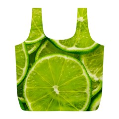 Lime Slices Close Up, Fresh, Fruit, Green Lemon Full Print Recycle Bag (l)