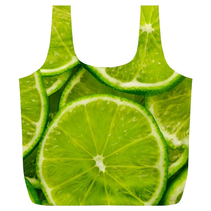 Lime Slices Close Up, Fresh, Fruit, Green Lemon Full Print Recycle Bag (XL)