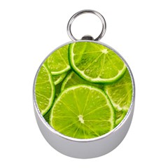 Lime Slices Close Up, Fresh, Fruit, Green Lemon Mini Silver Compasses by kyorashop23