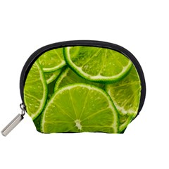 Lime Slices Close Up, Fresh, Fruit, Green Lemon Accessory Pouch (small) by kyorashop23