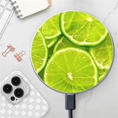 Lime Slices Close Up, Fresh, Fruit, Green Lemon Wireless Fast Charger(white) by kyorashop23