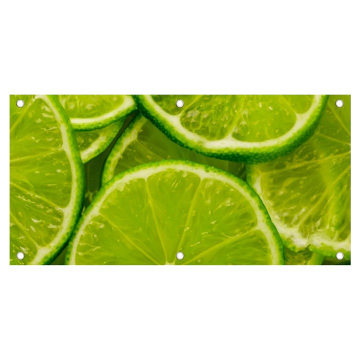 Lime Slices Close Up, Fresh, Fruit, Green Lemon Banner and Sign 4  x 2 