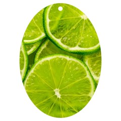 Lime Slices Close Up, Fresh, Fruit, Green Lemon Uv Print Acrylic Ornament Oval by kyorashop23