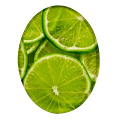 Lime Slices Close Up, Fresh, Fruit, Green Lemon Oval Glass Fridge Magnet (4 Pack)