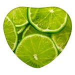 Lime Slices Close Up, Fresh, Fruit, Green Lemon Heart Glass Fridge Magnet (4 pack) Front