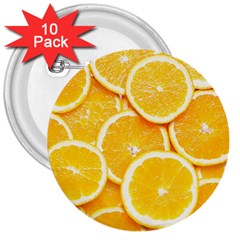 Oranges, Orange, Fruits 3  Buttons (10 Pack) 