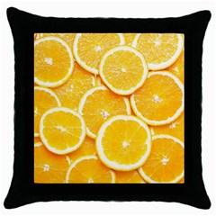 Oranges, Orange, Fruits Throw Pillow Case (black) by kyorashop23