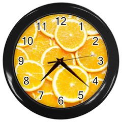 Oranges, Orange, Fruits Wall Clock (black)