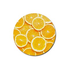 Oranges, Orange, Fruits Rubber Round Coaster (4 Pack)