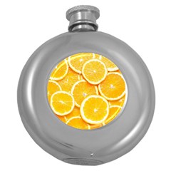 Oranges, Orange, Fruits Round Hip Flask (5 Oz)