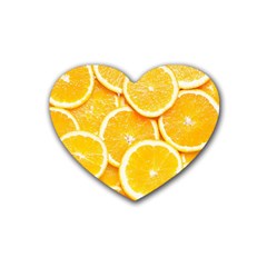 Oranges, Orange, Fruits Rubber Coaster (heart)