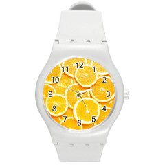 Oranges, Orange, Fruits Round Plastic Sport Watch (m)