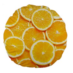 Oranges, Orange, Fruits Large 18  Premium Round Cushions