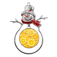 Oranges, Orange, Fruits Metal Snowman Ornament