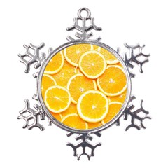 Oranges, Orange, Fruits Metal Large Snowflake Ornament