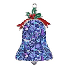 Patterns, Doodles, Pattern, Colorful Metal Holly Leaf Bell Ornament by kyorashop23