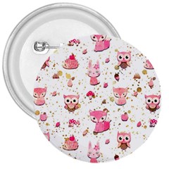 Pink Woodland Animals, Koteto 3  Buttons