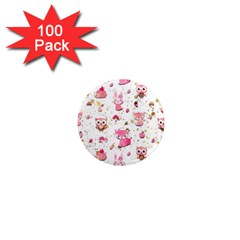 Pink Woodland Animals, Koteto 1  Mini Magnets (100 Pack) 