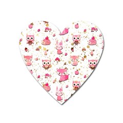 Pink Woodland Animals, Koteto Heart Magnet by kyorashop23